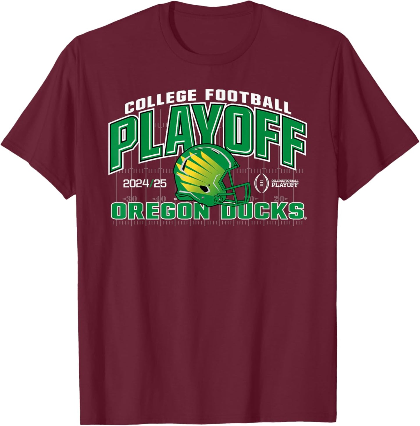 Elite Authentics Oregon Ducks -Adult College Football Playoff CFP 2024-2025 - Black, Short Sleeve, , Straight Fit, Adult Size 6/7 T-Shirt - T-Shirt | Maroon