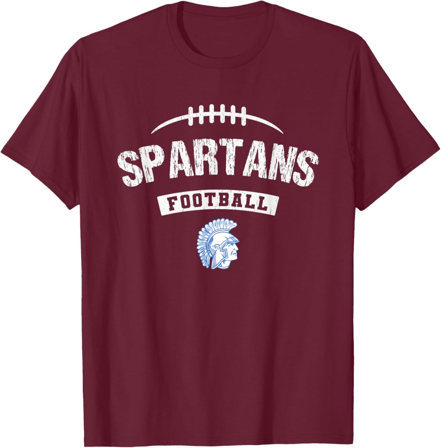 Lake Forest Spartans Logo Football Distressed HS T-Shirt - T-Shirt | Maroon