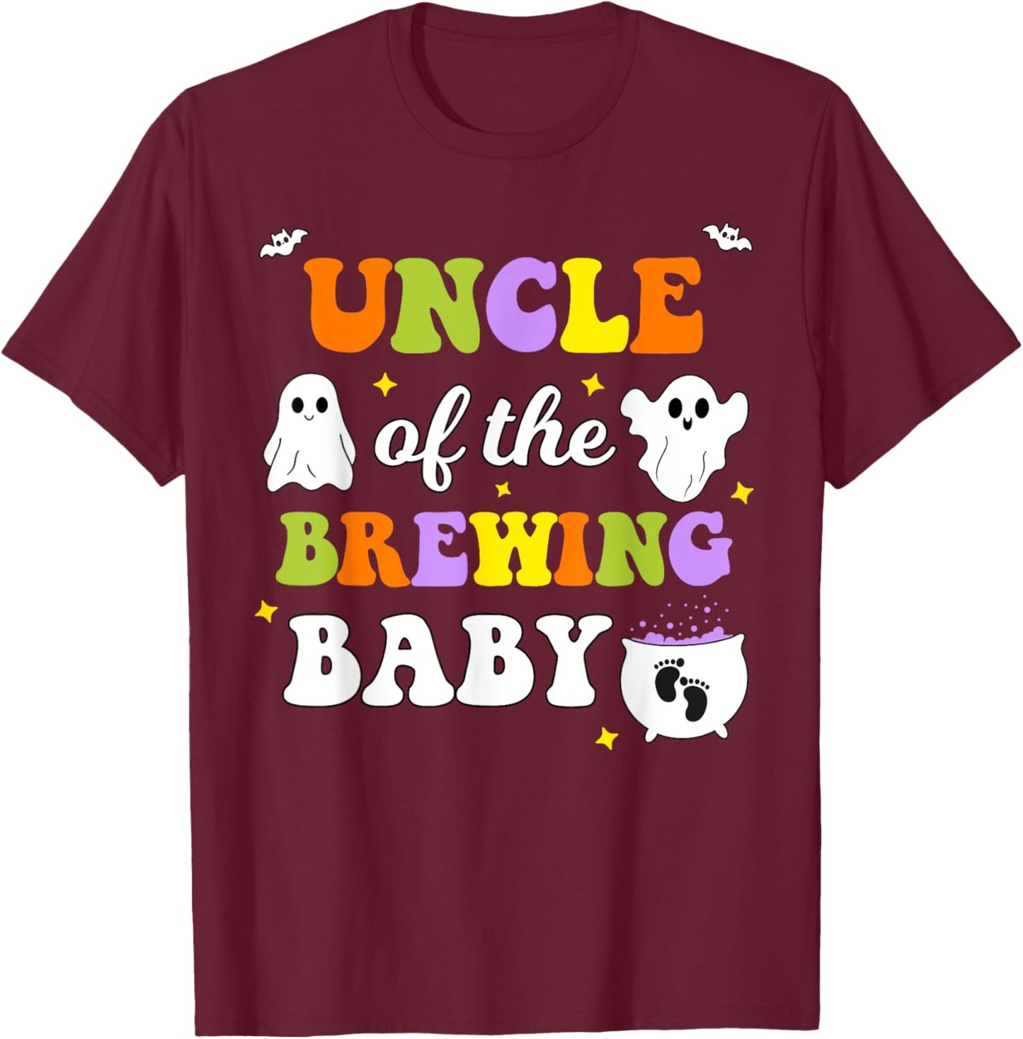 Uncle of the Brewing Baby Halloween Theme Baby Shower T-Shirt - T-Shirt | Maroon