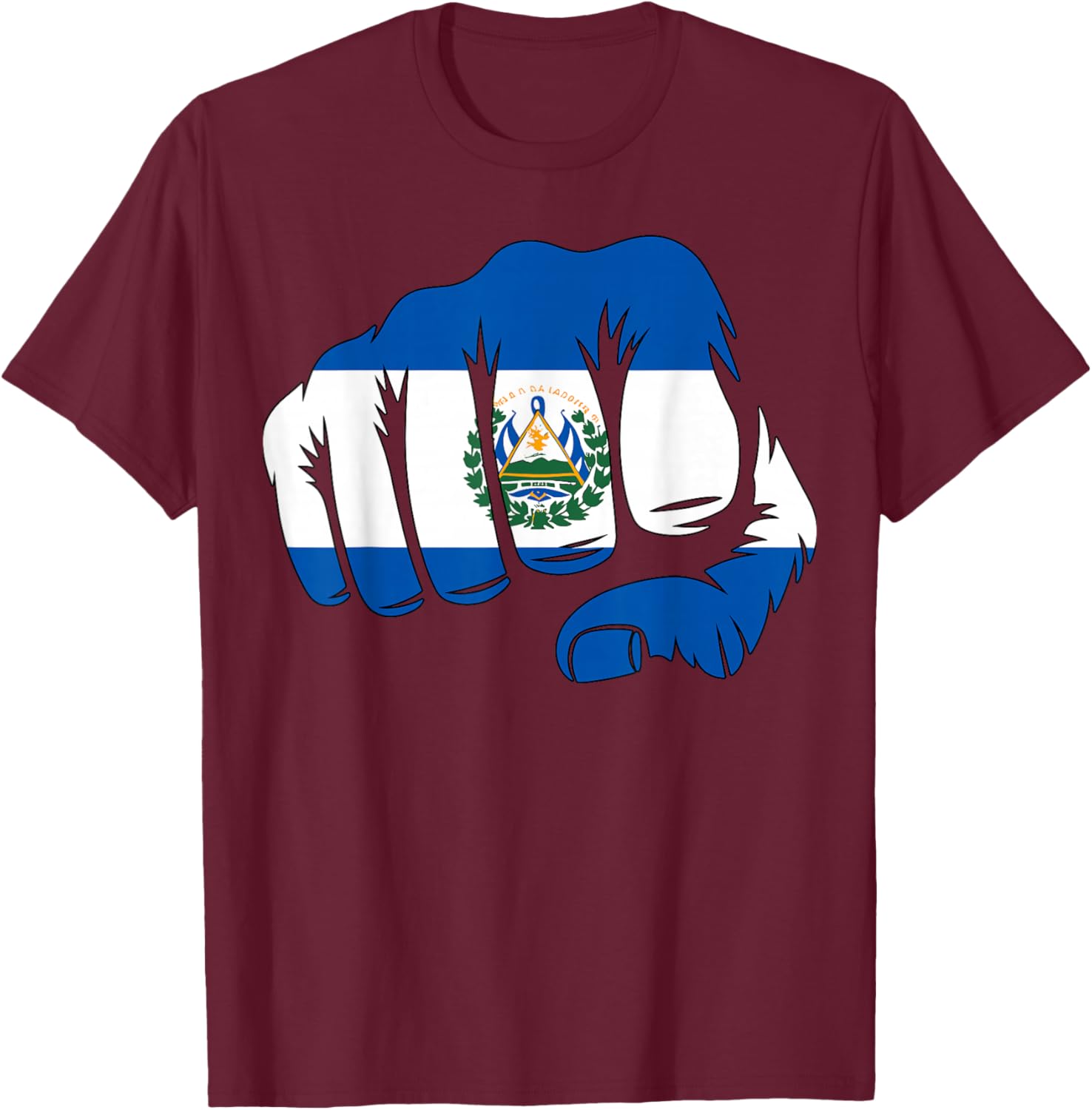 El Salvador Flag Fist T-Shirt - T-Shirt | Maroon