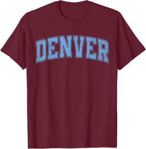 Denver Light Blue Vintage Style Retro Text T-Shirt - T-Shirt | Maroon