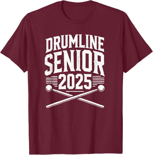 Drumline Senior 2025 High School Marching Band T-Shirt - T-Shirt | Maroon