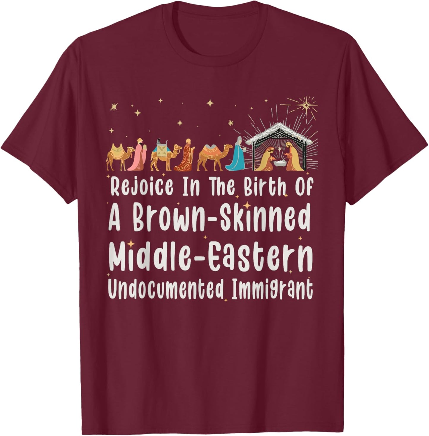 Rejoice In The Birth Of A Brown Skinned Christmas Jesus Xmas T-Shirt - T-Shirt | Maroon