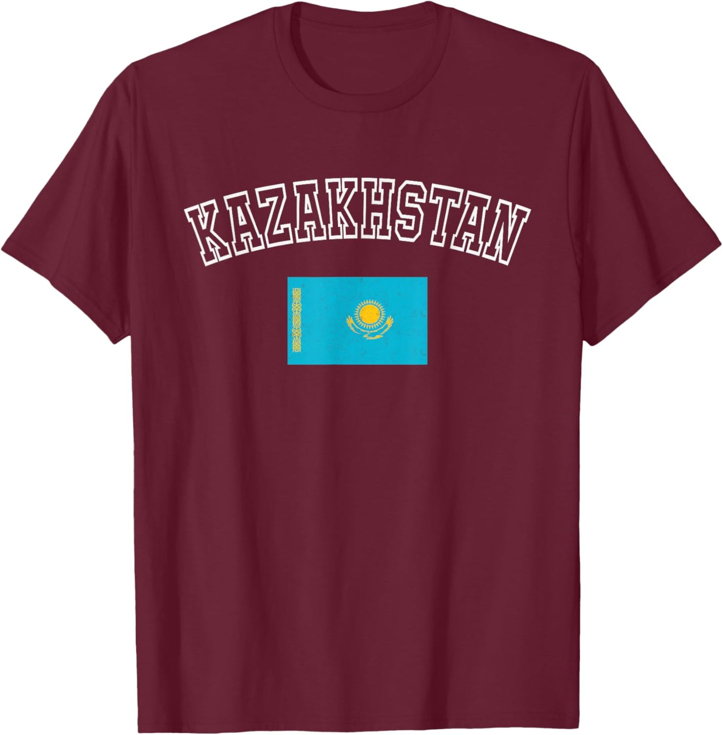 Kazakhstan Flag Vintage Distressed Retro Heritage Design T-Shirt - T-Shirt | Maroon