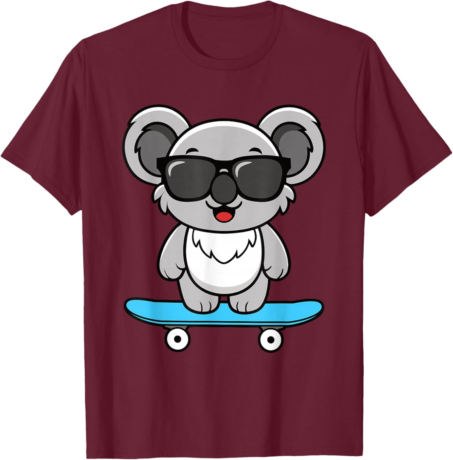 Funny Cool Koala Skateboard Boys Kids T-Shirt - T-Shirt | Maroon