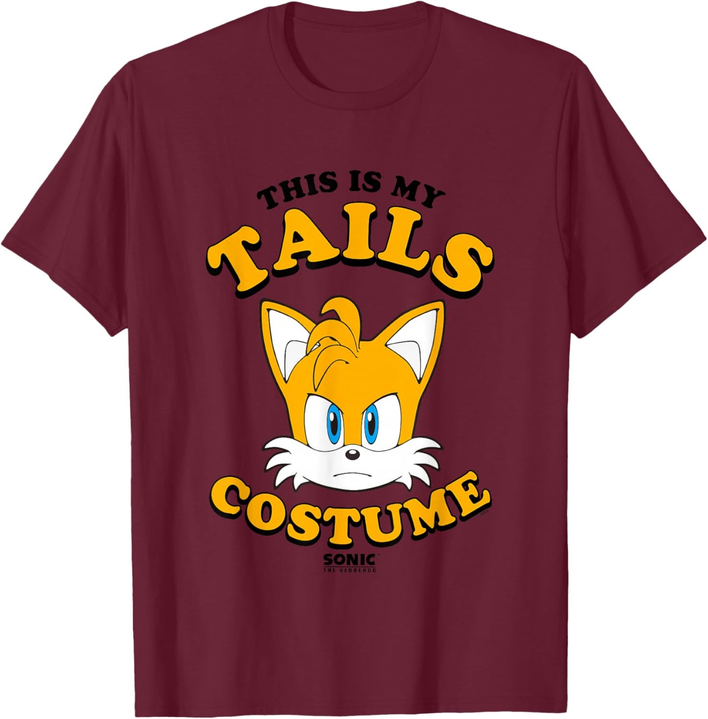 Sonic The Hedgehog Halloween This Is My Tails Costume T-Shirt - T-Shirt | Maroon