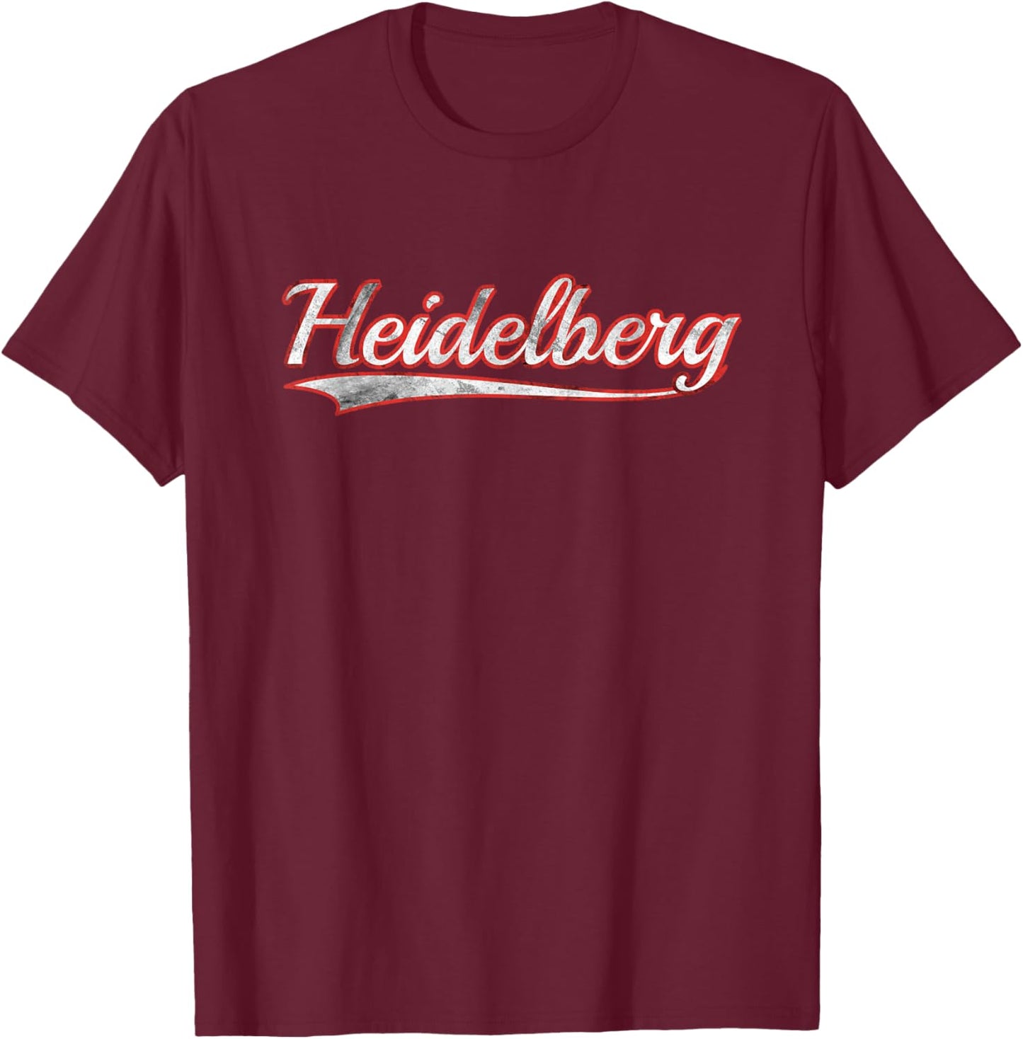Heidelberg Vintage Varsity Distressed Throwback Style T-Shirt - T-Shirt | Maroon