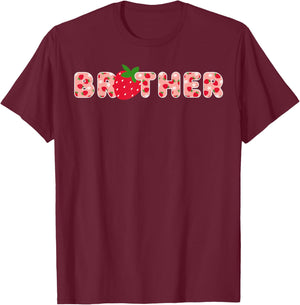 Brother Strawberry First Birthday Party Strawberry Birthday T-Shirt - T-Shirt | Maroon