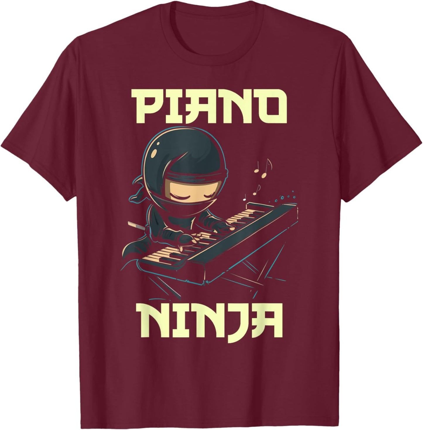 Piano Ninja Funny Cute Kawaii Music Musician Pianist T-Shirt - T-Shirt | Maroon