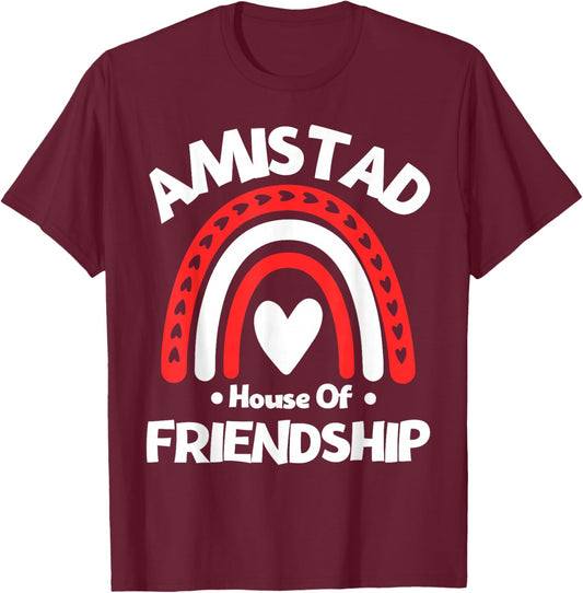 Amistad House of Friendship Vintage Rainbow Spirit T-Shirt - T-Shirt | Maroon