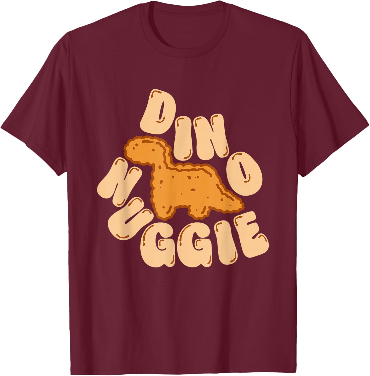 Dino Nuggie Food Cute Animals Shape Snack Lover T-Shirt - T-Shirt | Maroon