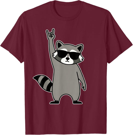Raccoon Rock Music Band Concert Funny Raccoon T-Shirt - T-Shirt | Maroon