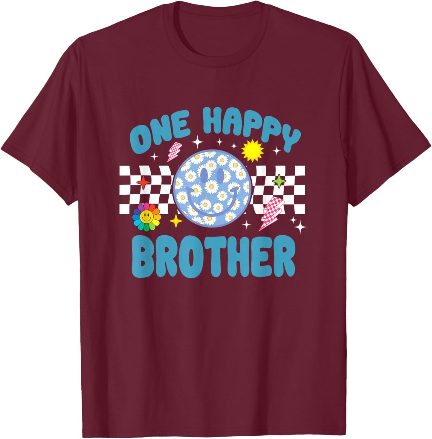 One Happy Dude Brother 1st Birthday Family Matching T-Shirt - T-Shirt | Maroon