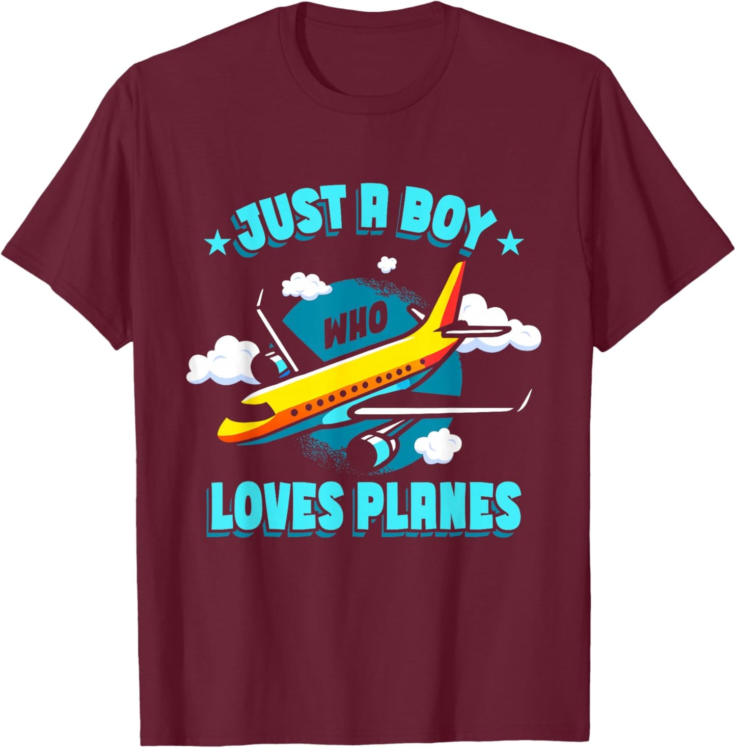 Plane Toddler Airplane Kids Just A Boy Who Loves Planes T-Shirt - T-Shirt | Maroon