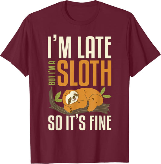 Funny Sloth Sleeping Cute Lazy Sloth Women Kids T-Shirt - T-Shirt | Maroon