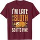 Funny Sloth Sleeping Cute Lazy Sloth Women Kids T-Shirt - T-Shirt | Maroon
