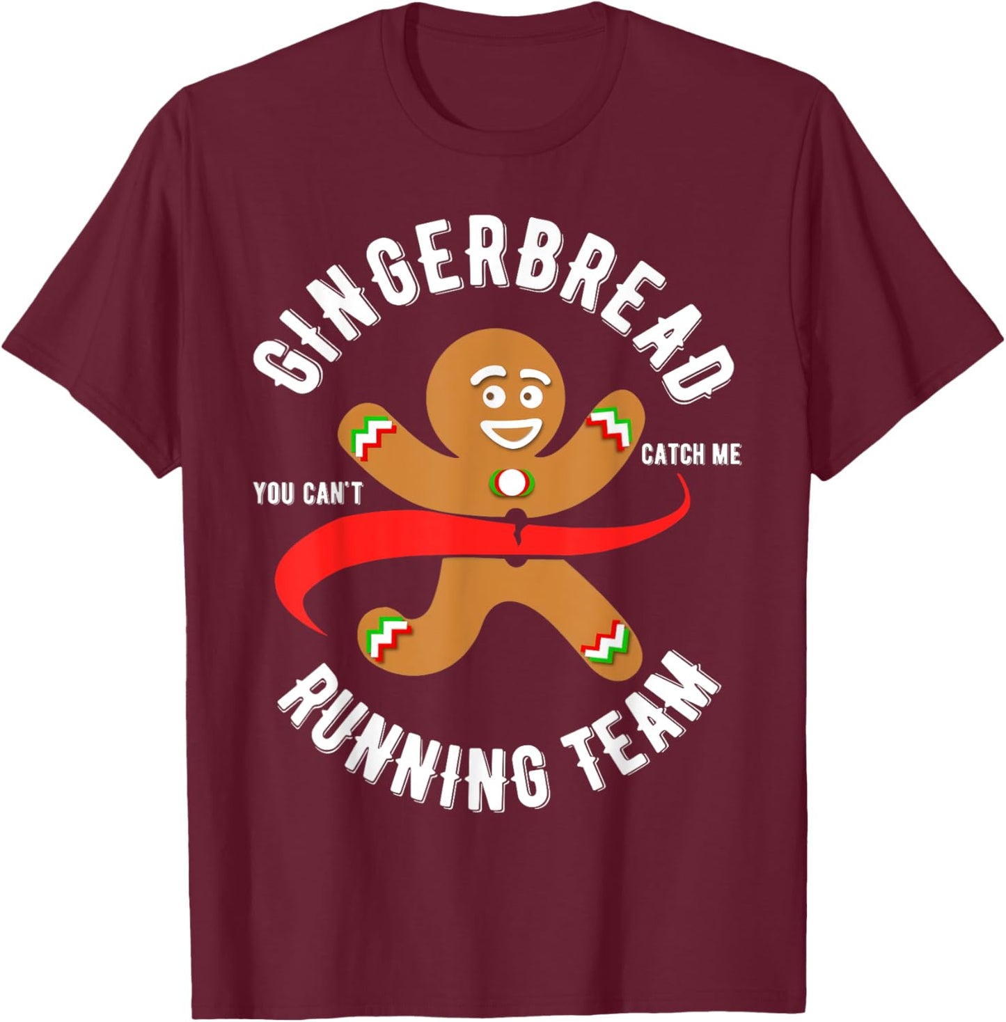 Gingerbread Running Team Xmas Cookie Christmas T-Shirt - T-Shirt | Maroon