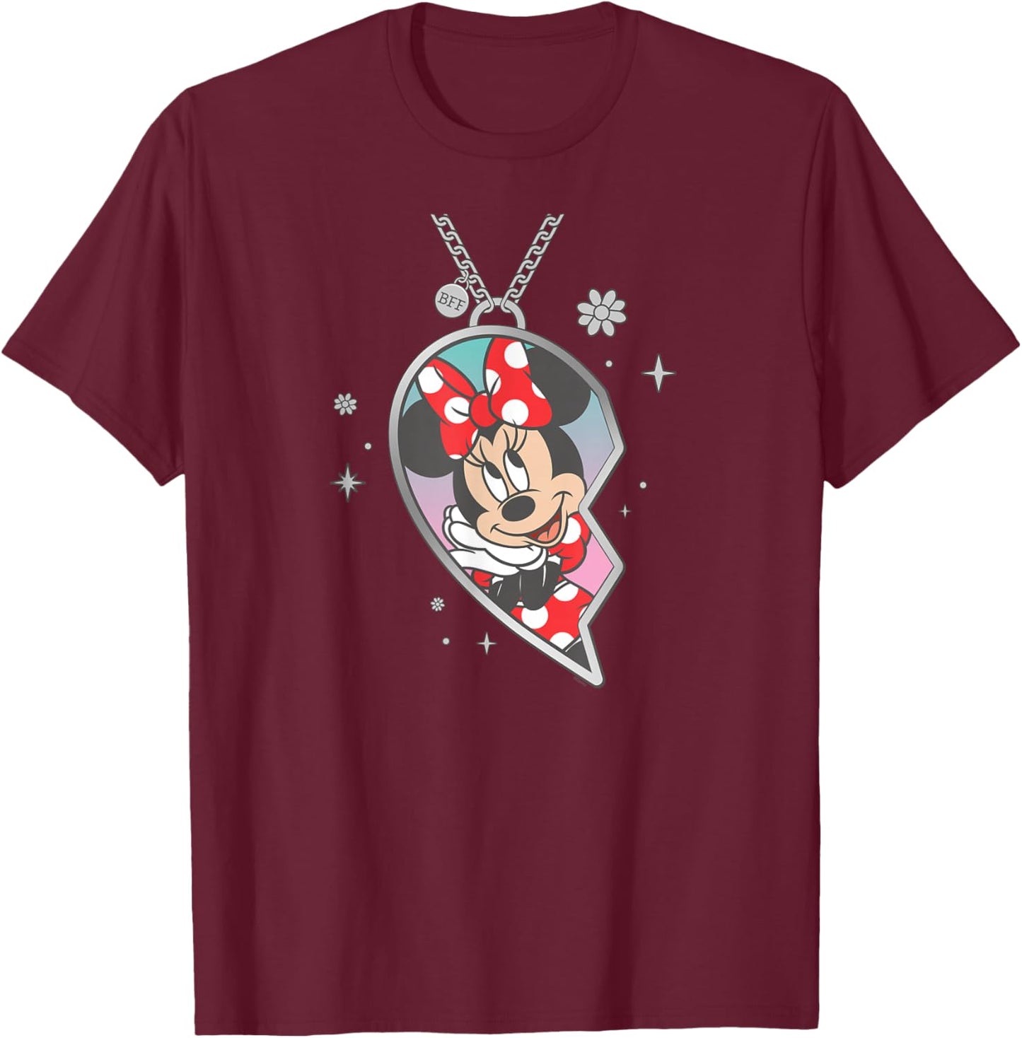 Disney BFF Best Friends Minnie Mouse Matching Heart Necklace T-Shirt - T-Shirt | Maroon