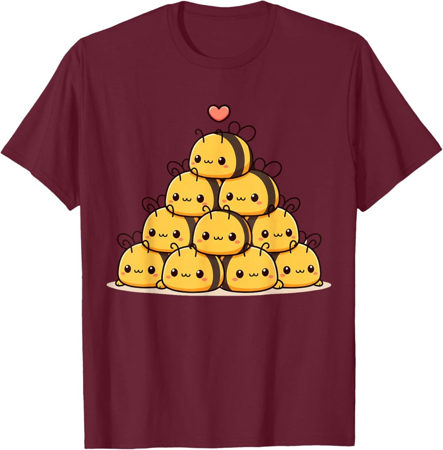Bee Cute Anime Kawaii T-Shirt - T-Shirt | Maroon