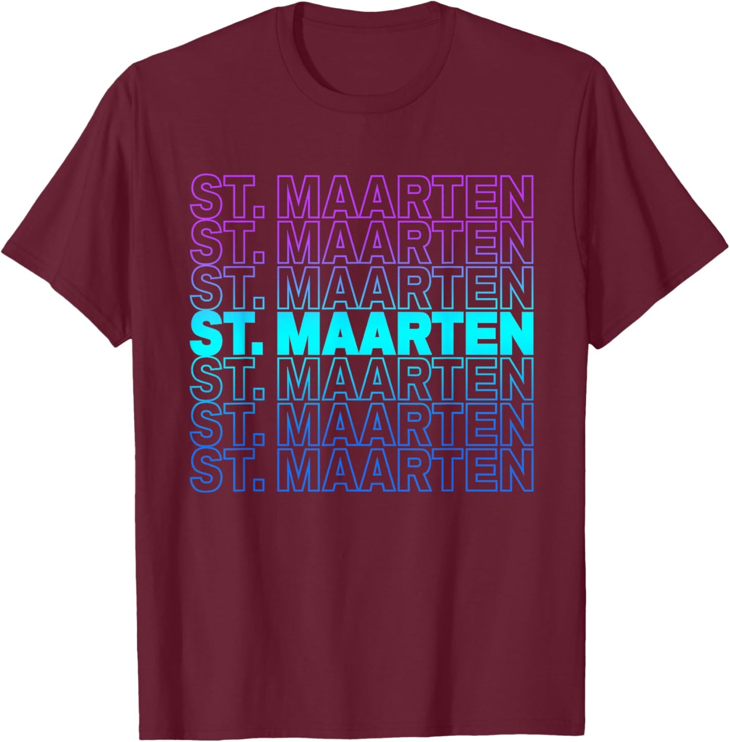St Maarten Colorful Throwback Letter Girls Souvenir T-Shirt - T-Shirt | Maroon