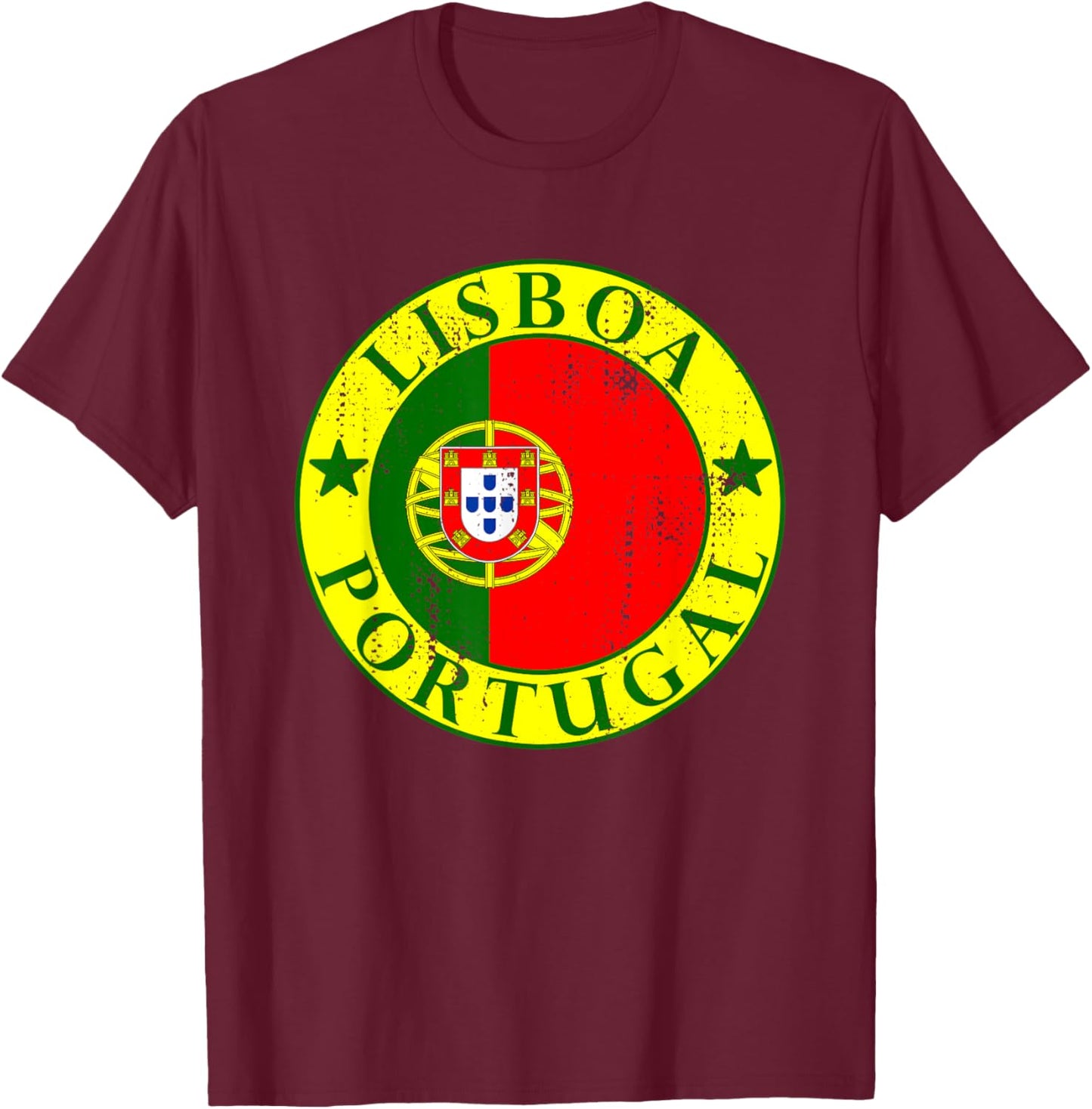 Lisboa, Portugal Flag, Portugal Travel, Lisbon T-Shirt - T-Shirt | Maroon