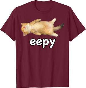 Eepy Cat Meme Sleepy Cat Lover Funy Memes Internet Memes Pun Women Kids T-Shirt - T-Shirt | Maroon
