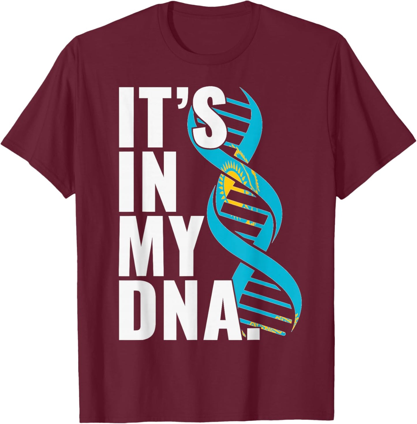 Kazakhstan Roots Flag Fingerprint Graphic Patriotic T-Shirt - T-Shirt | Maroon