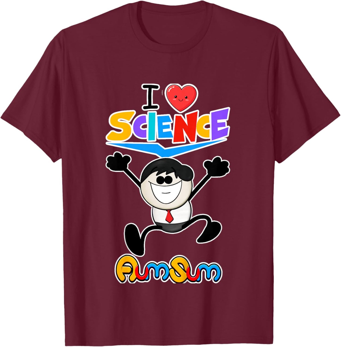 Kids AumSum: I Love Science T-Shirt - T-Shirt | Maroon