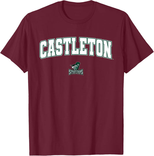 Castleton University Spartans Arch Logo T-Shirt - T-Shirt | Maroon