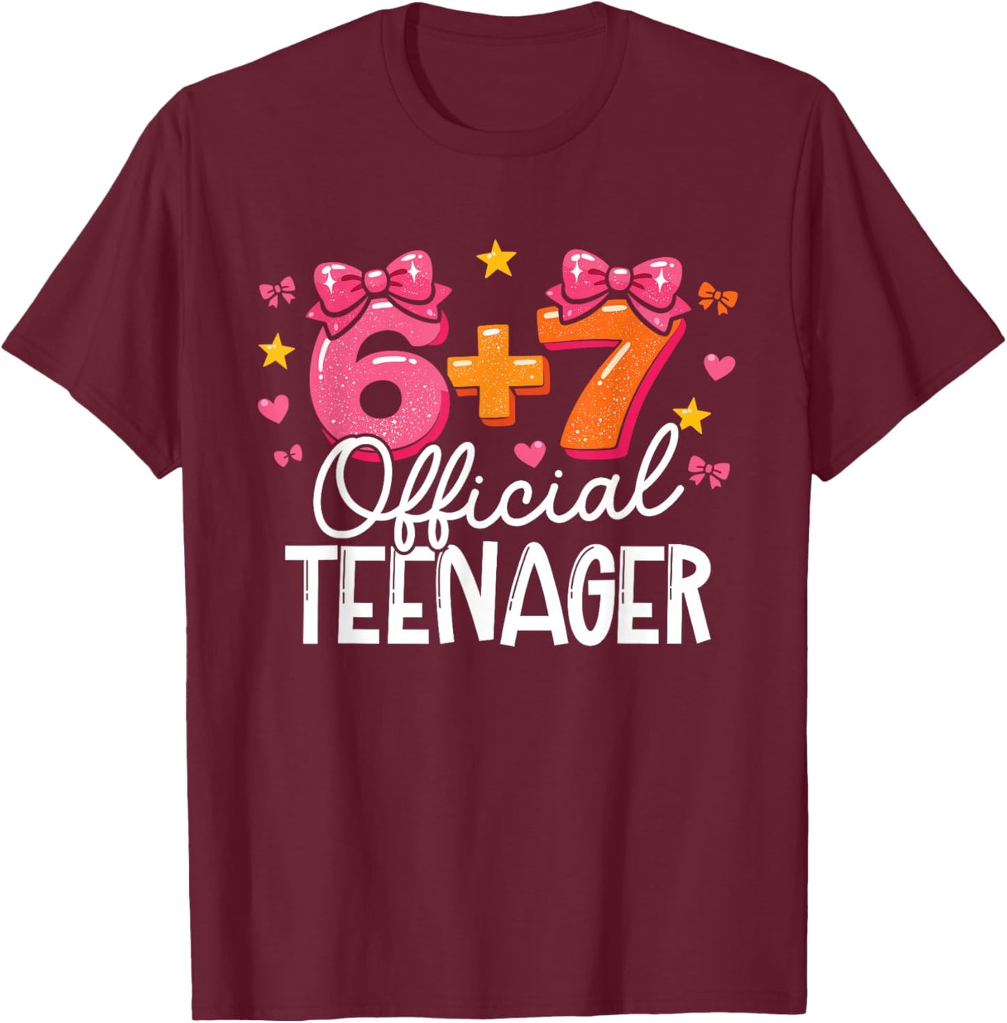 6+7 Official Teenager 67 Meme Six Seven Brainrot T-Shirt - T-Shirt | Maroon