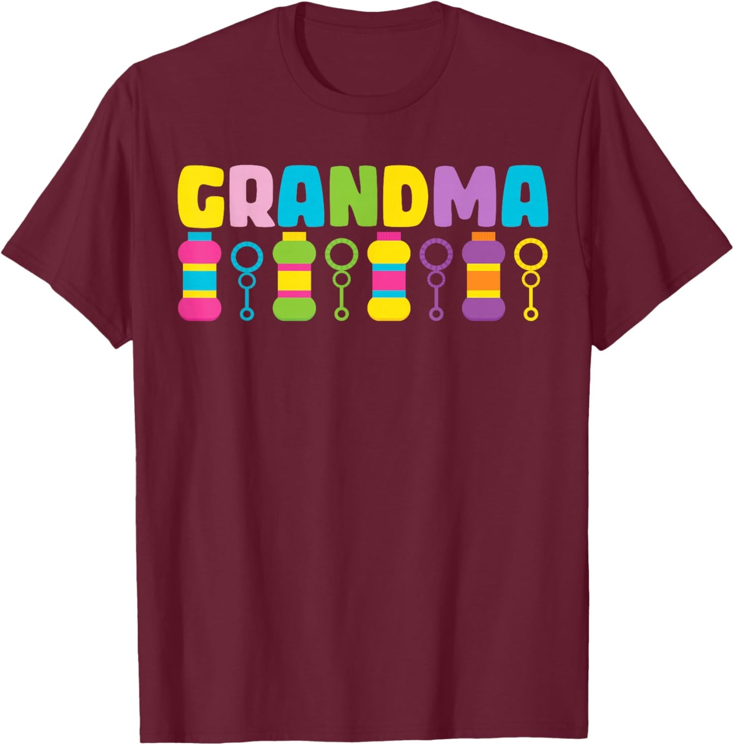Grandma Bubble Birthday Party Bubble Wands Themed Matching T-Shirt - T-Shirt | Maroon