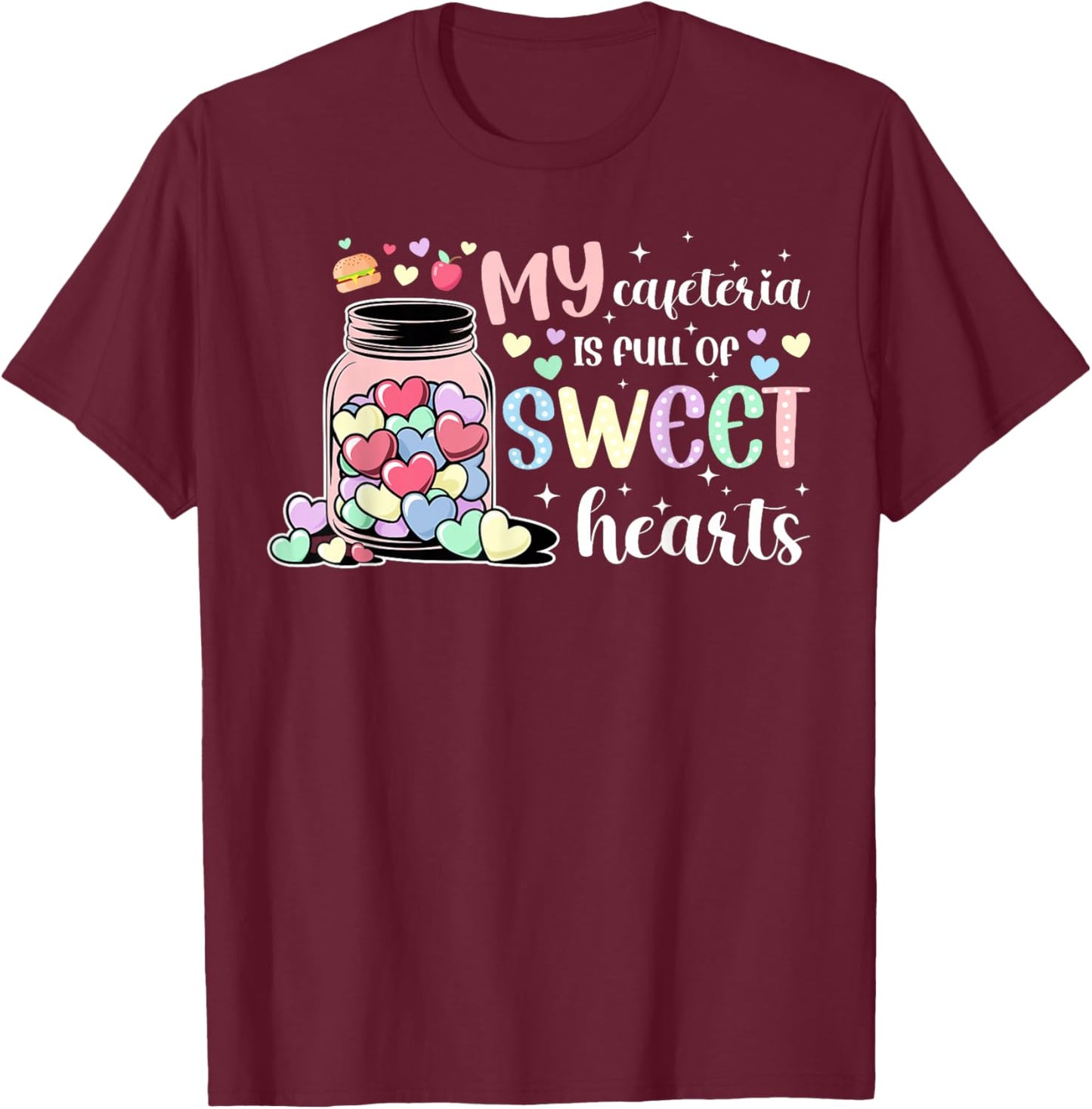 Lunch Lady Valentine Lunch Ladies Valentines Day T-Shirt - T-Shirt | Maroon