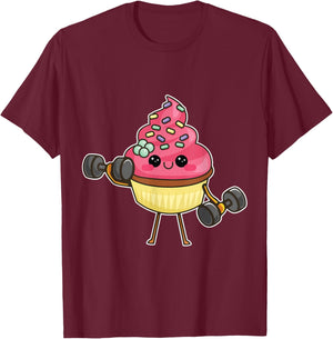 Funny Cupcake Woman Gym Training Cute Cupcake Workout T-Shirt - T-Shirt | Maroon