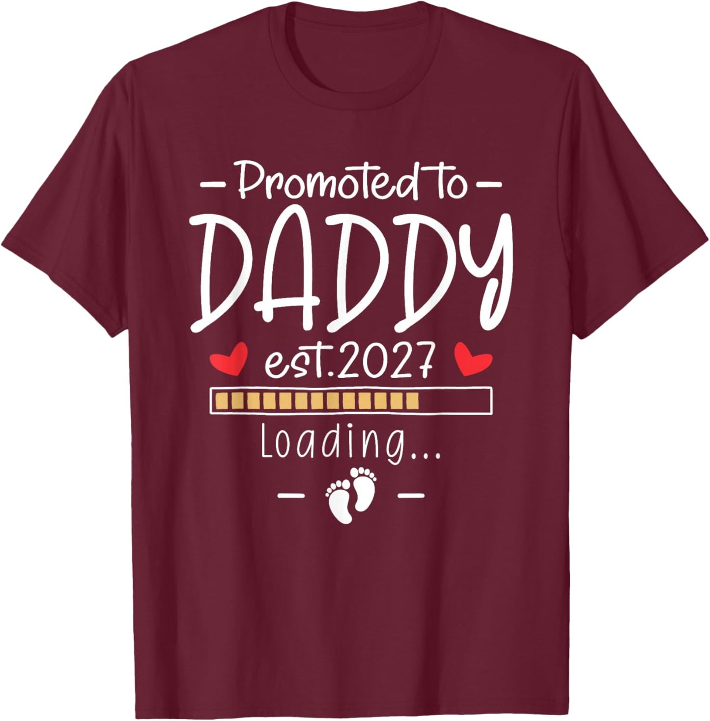 Promoted to Daddy 2027 Pregnancy Announcement for Husband T-Shirt - T-Shirt | Maroon
