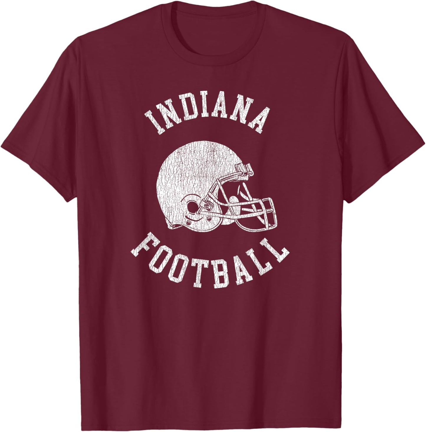 Indiana Football Throwback Football Helmet Retro Distressed T-Shirt - T-Shirt | Maroon