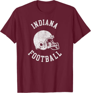 Indiana Football Throwback Football Helmet Retro Distressed T-Shirt - T-Shirt | Maroon