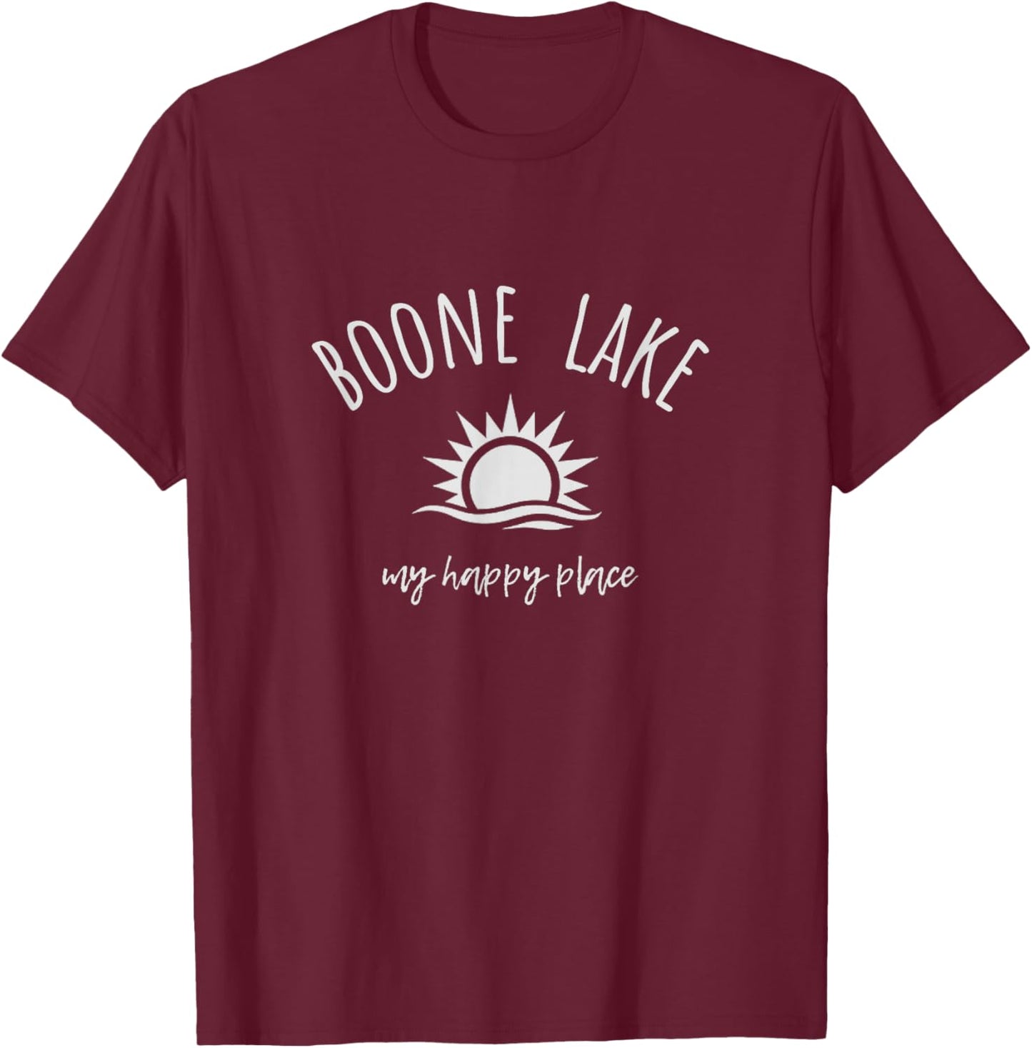 Boone Lake My Happy Place TN Boating Fishing Fun T-Shirt - T-Shirt | Maroon