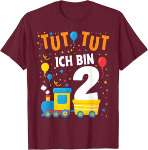 2nd Birthday Train Railway Locomotive Boy 2nd Birthday T-Shirt - T-Shirt | Maroon