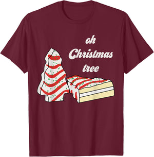 Oh Christmas Tree Cakes Debbie Funny Christmas Snack Cake T-Shirt - T-Shirt | Maroon