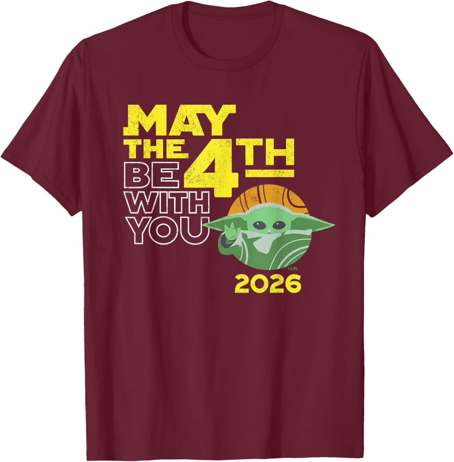 Star Wars The Mandalorian Grogu May the 4th Be with You 2026 T-Shirt - T-Shirt | Maroon