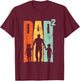 Papa Von Zwei Kindern Im Retro-Vintage-Stil T-Shirt - T-Shirt | Maroon