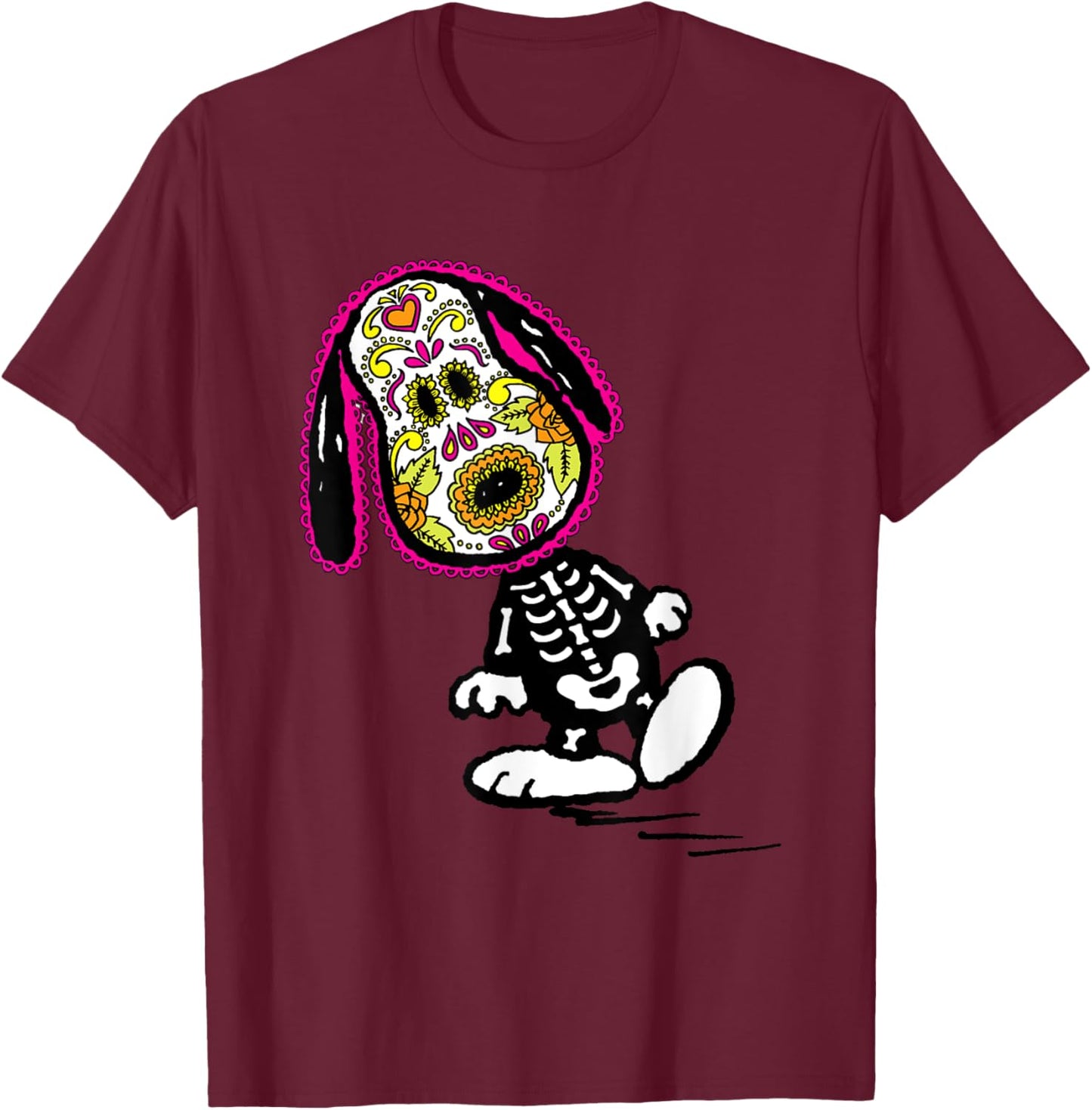 Peanuts Cinco De Mayo Skeleton Snoopy T-Shirt - T-Shirt | Maroon
