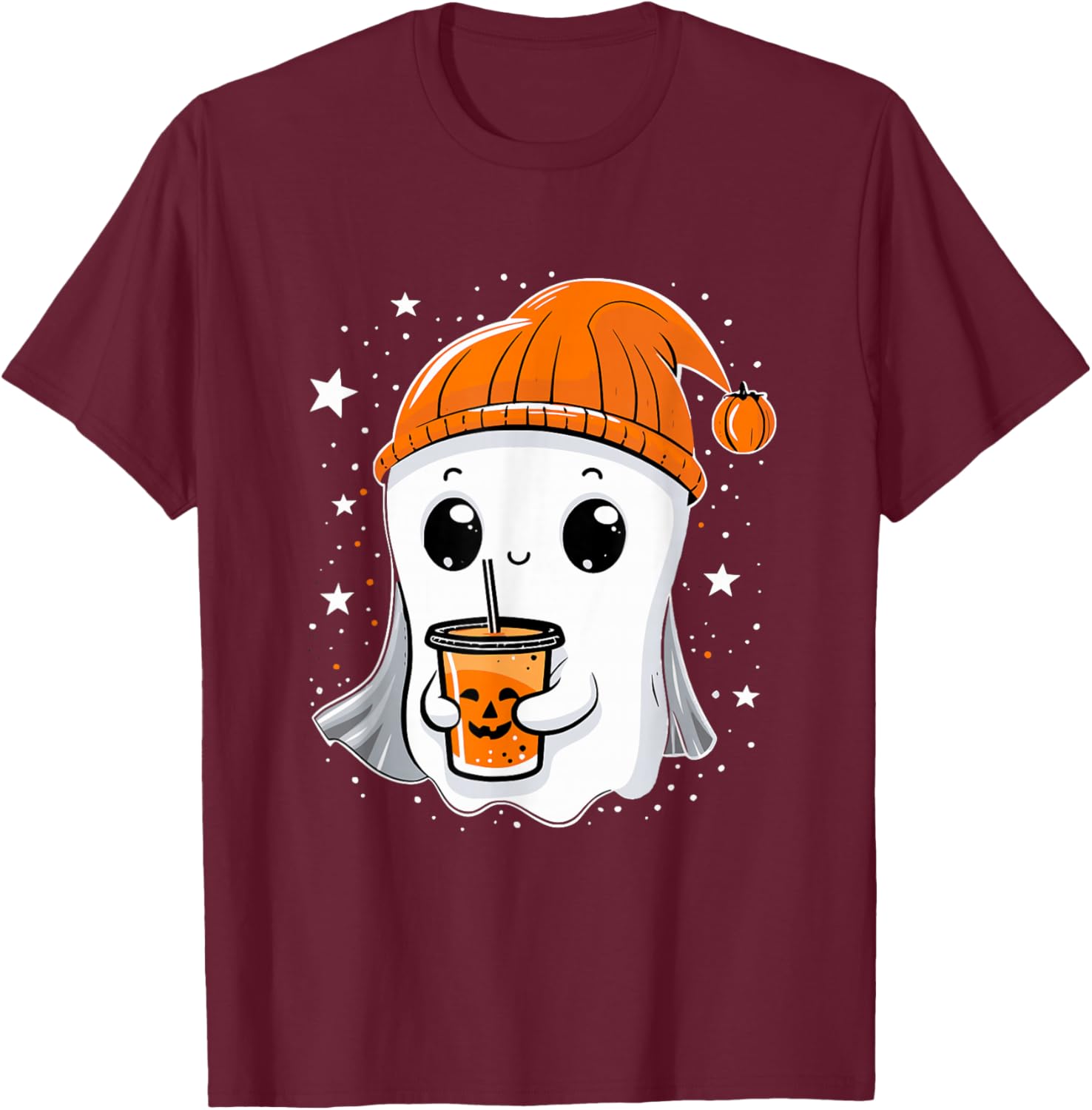 Halloween for Girls, Kids, Toddler & Women Cute Fall Ghost T-Shirt - T-Shirt | Maroon