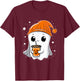 Halloween for Girls, Kids, Toddler & Women Cute Fall Ghost T-Shirt - T-Shirt | Maroon