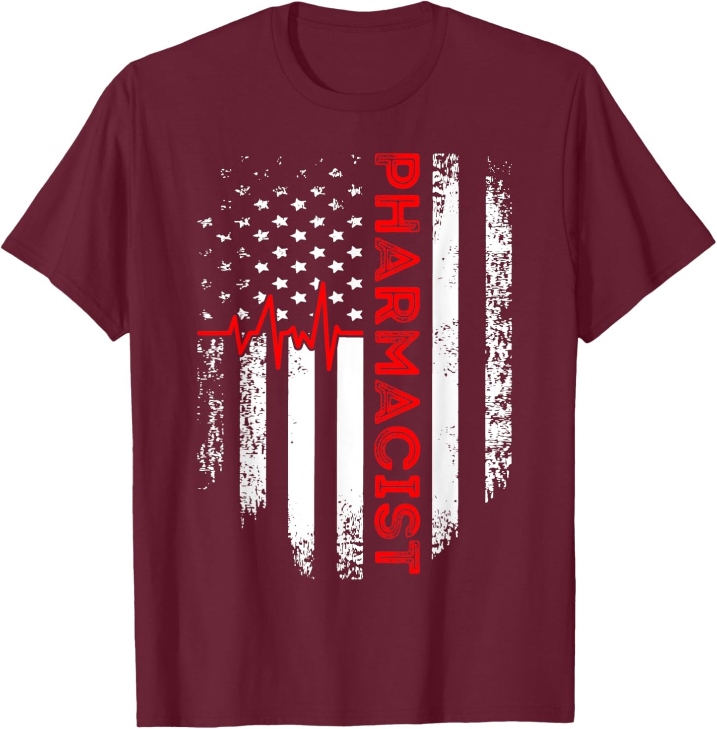 Pharmacist USA Flag Pharmacy Technician Student T-Shirt - T-Shirt | Maroon