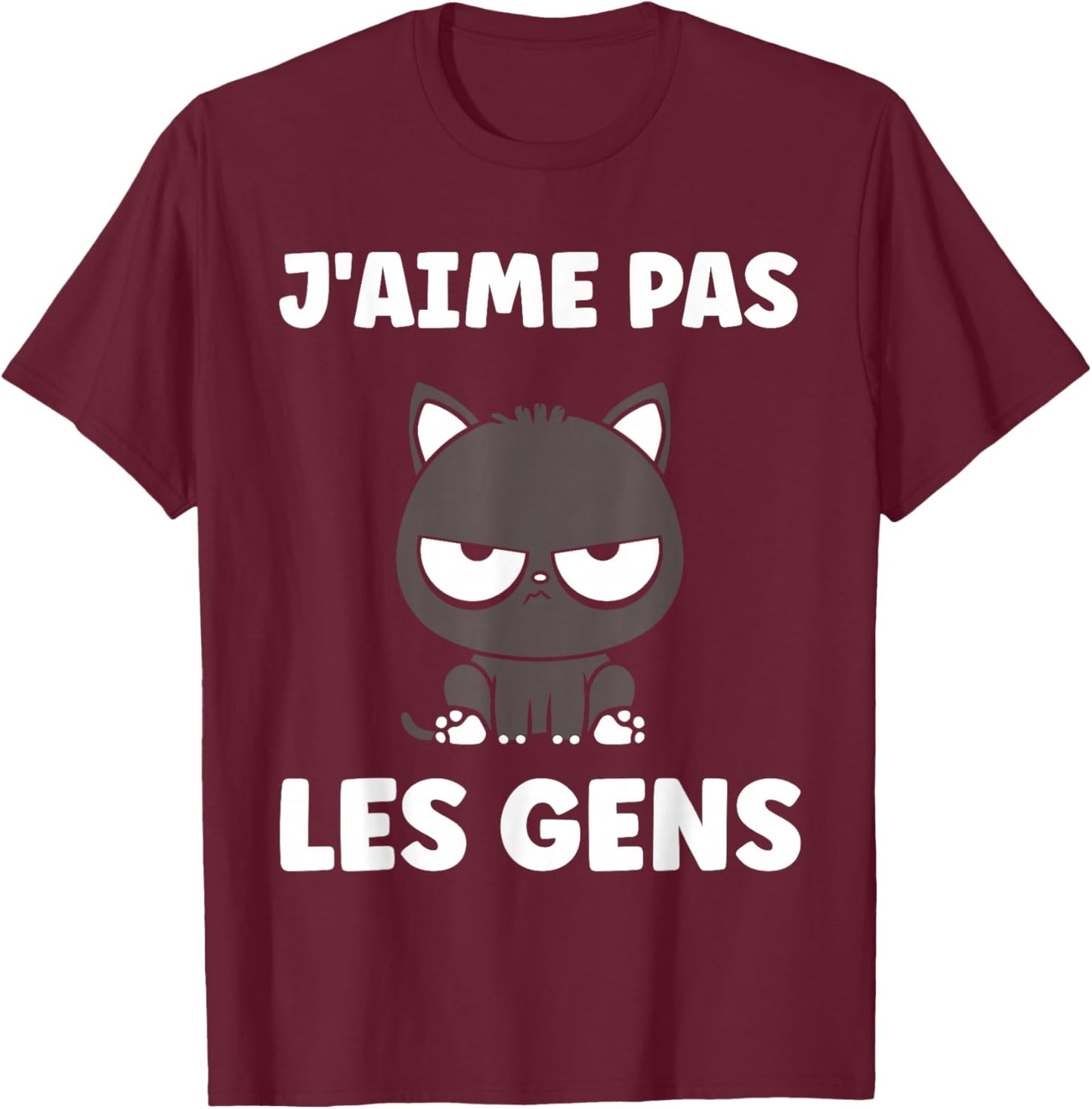 Funny Simple Cat Cute Grunt Funny I Love Not People T-Shirt - T-Shirt | Maroon