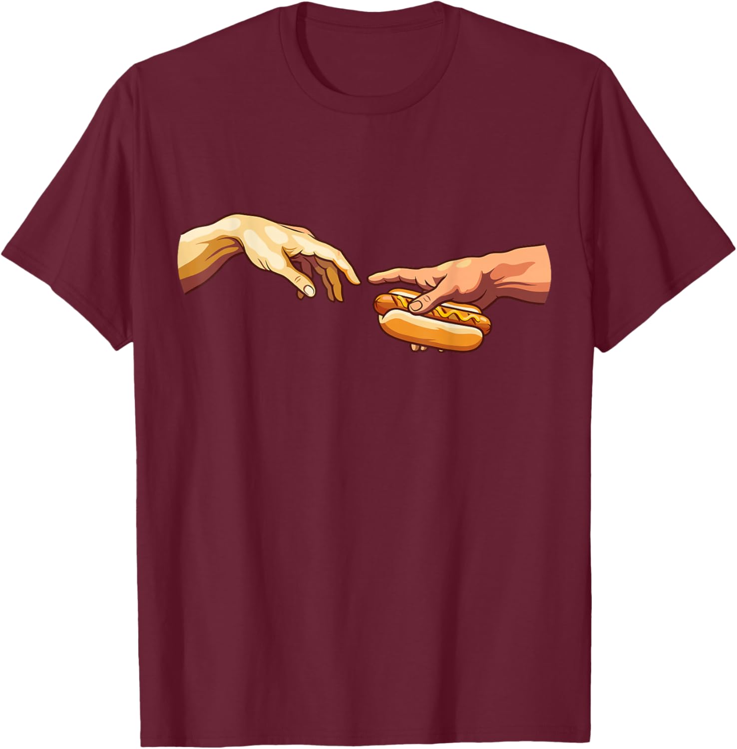 Hot Dog The Creation Funny T-Shirt - T-Shirt | Maroon