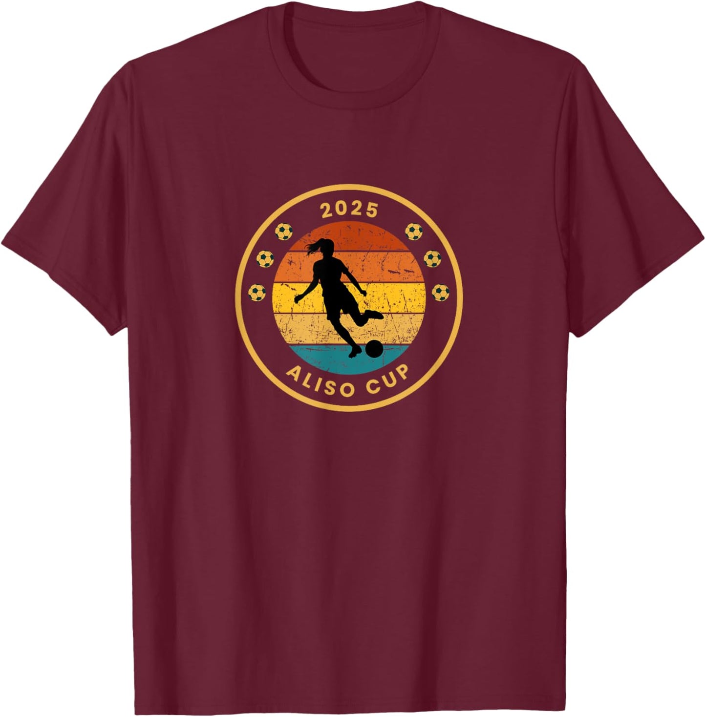 2025 Aliso Cup Tournament Tri-Color Girl T-Shirt - T-Shirt | Maroon