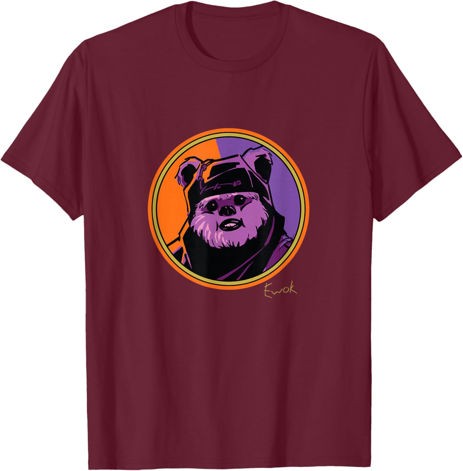 Star Wars Ewok Wicket Classic Character Matching 2-Sided T-Shirt - T-Shirt | Maroon
