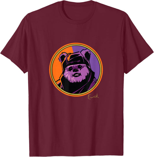 Star Wars Ewok Wicket Classic Character Matching 2-Sided T-Shirt - T-Shirt | Maroon